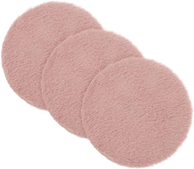 uxcell 3Pcs Dollhouse Miniature Carpet, 1:12 Fluffy Doll House Rugs Prop Small House Accessories for Doll House Furniture Decor Play, Pink Round
