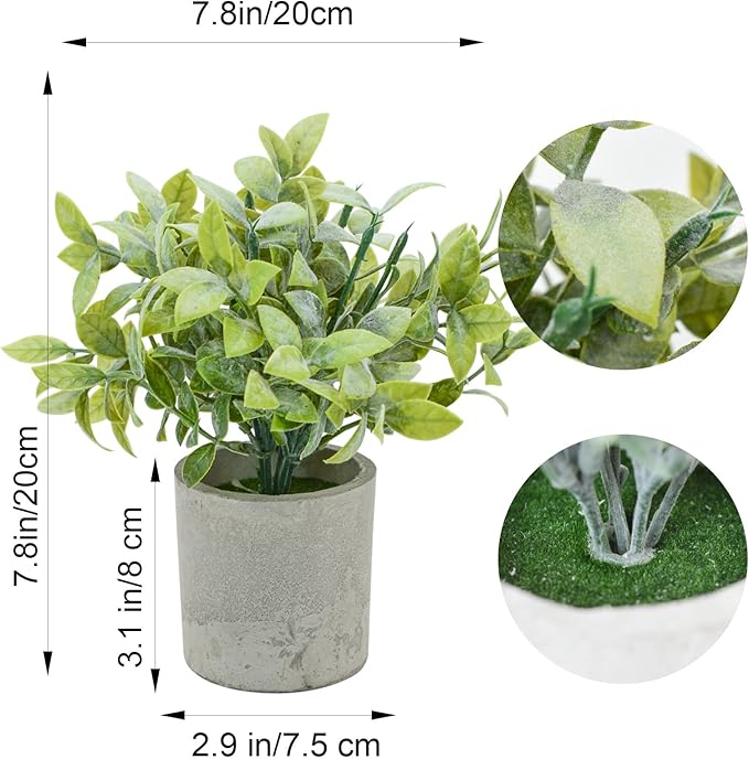 Bacucine 3Pcs Fake Plants Potted Mini Artificial Greenery Artificial Plants for Shelf Table Office Farmhouse Home Decor (Boxwood)
