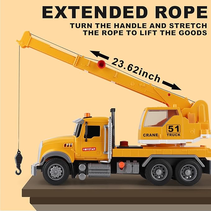 Dwi Dowellin Toys for 3 Years Old Boys Girls Kids,Construction Toy Crane Truck with Lights and Sounds