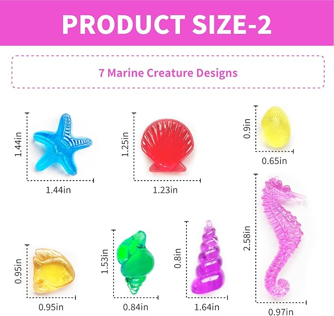 cntjv 60+ Pcs Diving Gems Pool Toys Includes 15 Pcs 1.57in Large Colorful Acrylic Plastic Diamond and 45+ Pcs Fake Seashells for Kids Pirate Treasure Mermaid Hunt Games Swimming Party Favors