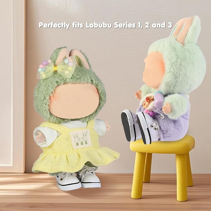 Ciunura Premium Doll Shoes for Lububu, Cute Doll Shoes for 4-7in Dolls, Ideal for Lububu Outfits(White Canvas)
