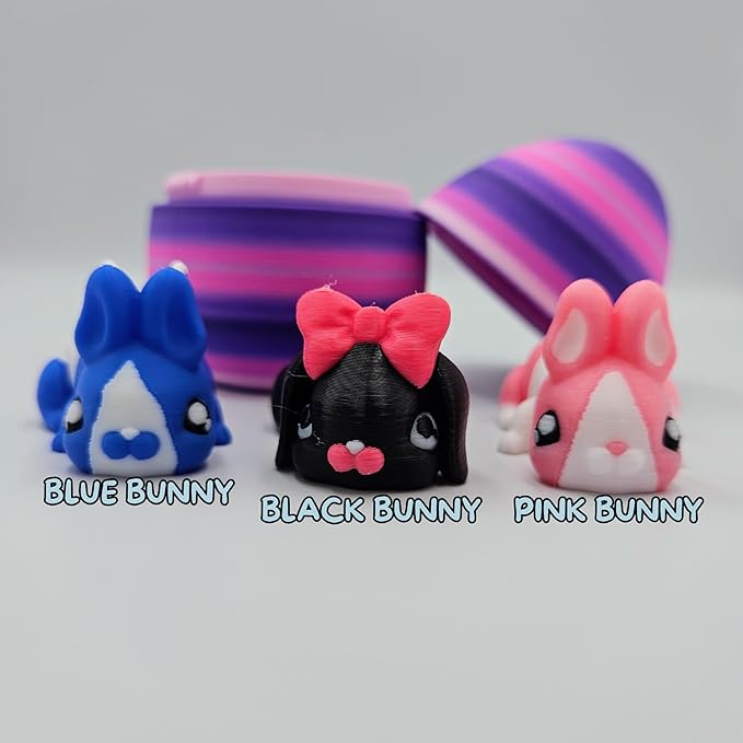 Bunny Eggs Collectible Figurines - Includes 3 Unique Articulating Bunnies - Articulating Design - Easter Eggs, Educational, Stress, Anxiety, ADHD Relief