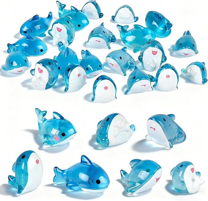 21 Pieces Mini Shark Sea Animals Tiny Resin Animals for Dollhouse Fairy Garden Landscape Aquarium Party Decoration