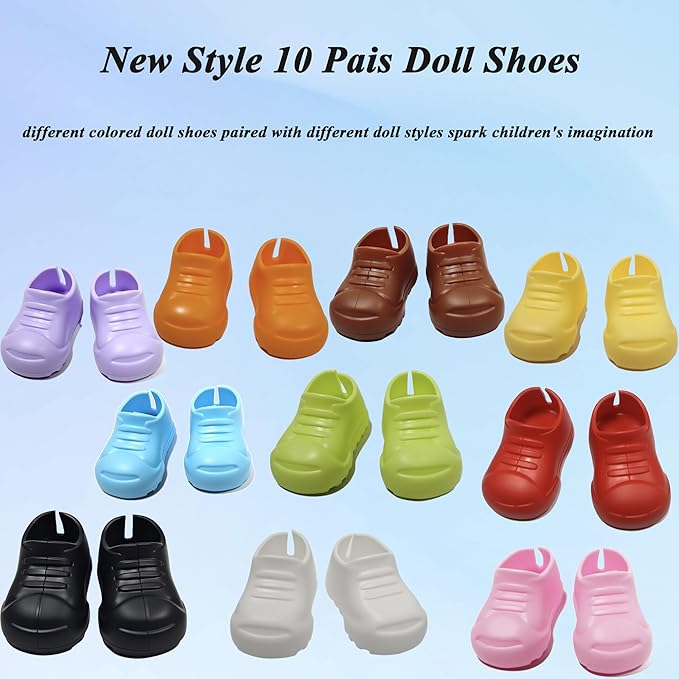 10 Pairs Doll Shoes for 17cm Labubu Doll, Mini Shoes for 6.9 inch Dolls, Doll Accessories Shoes Sitting Standing Series
