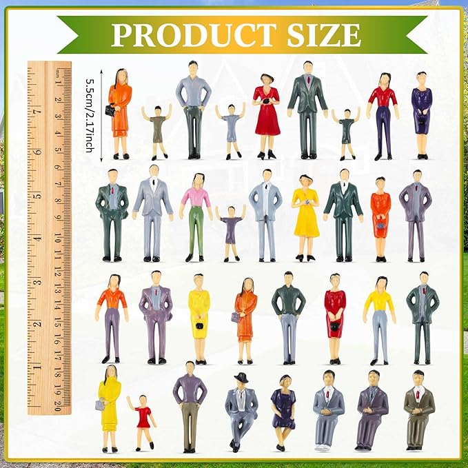 50 Pcs Mini People Figurines 1: 30 Scale Tiny People Model Miniature Sitting and Standing Little Plastic Figurines for Miniature Scenes