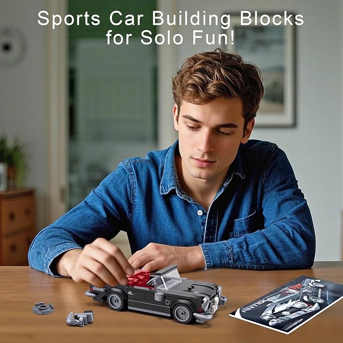 HIGH GODO Car Building Set for Adults, Classic Vintage Sports Car Collectible Decor Model Kit with Display Box, Retro Racing Cars Vehicle for Adults Teens Age 14+ (324 Pieces)