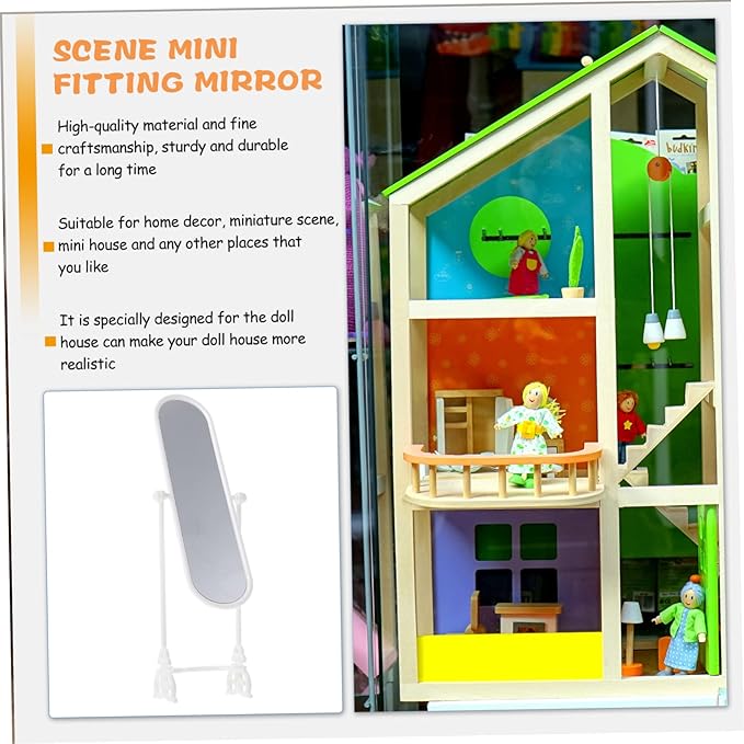 2Sets Miniature Rotating Mirror Decor Doll House Ornaments Realistic Bedroom Accessories for Dollhouse Decoration Present for DIY Enthusiasts