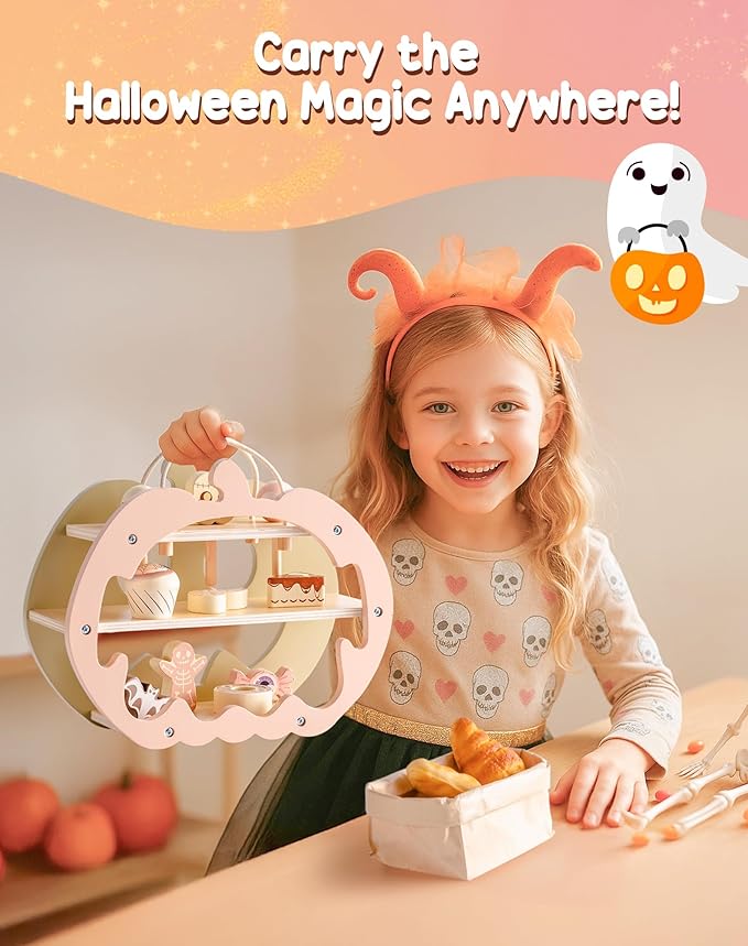 ROBOTIME Toy Food – Play Food Sets for Kids Kitchen, Pretend Food Play Kitchen Accessories, Play Kitchen Food Candy Playset with Carry Rope & Candy Rack