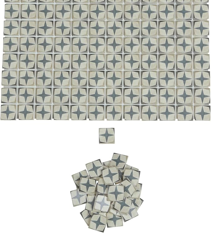 150 pcs, Dollhouse Flooring, 1:12 Scale Doll House Tiles, Miniature Checkerboard Floor, REDUCIO! (Vintage Star Tile)