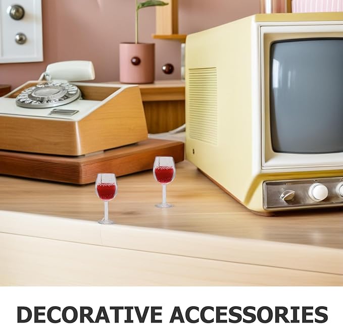 TOYANDONA 10pcs Miniature Dollhouse Wine Glasses, 1:12 Miniature Wine Glasses Mini Dollhouse Cocktail s for Kitchen Accessories Decors