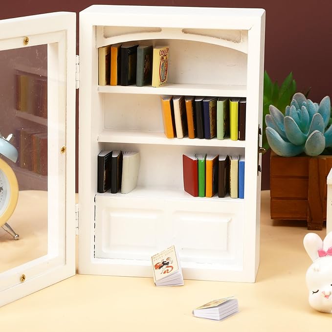 Mini Fairy Books, 24pcs 1:12 Scale Miniature Books, Dollhouse Books, Tiny Books for Dollhouse Accessories, Vintage Mini Bookshelf Decor, Miniatures Collectors