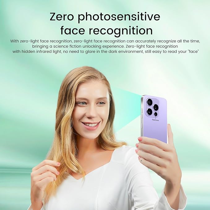 Huness 16PROMA X Smartphone Unlocked Cell Phone,6.99" HD Screen Unlocked Phone,16+512GB Android 14 with 128GB Memory Card,Face ID/Dual SIM/5G/Fingerprint Button Unlock/Photos/GPS (Purple, 16+512G)