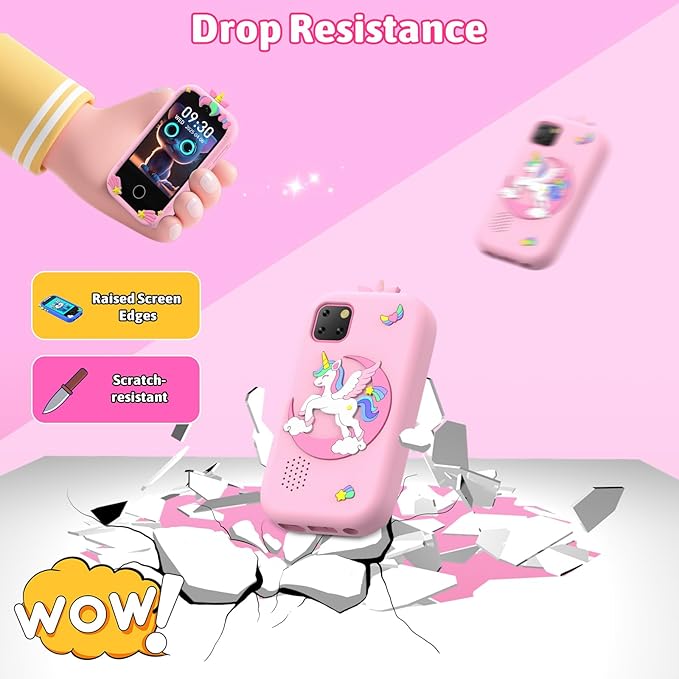 BEBESIRI Kids Camera Mini Smartphone Toy for Girls, 2.8" Touch Screen, 22 Learning Games, Dual Camera, Music Player, 32GB Card | Educational Gift for Christmas & Birthday (Cherry Pink)