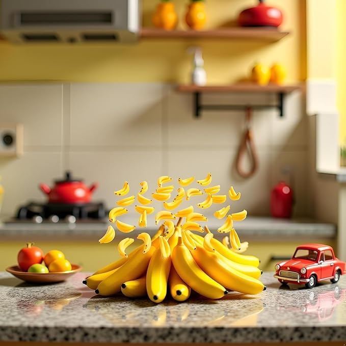 30Pcs Yellow Mini Plastic Artificial Bananas 1/12 Scale Dollhouse Accessories, Realistic Miniature Fruit Models for Fairy Garden Kitchen Decor & DIY Crafts