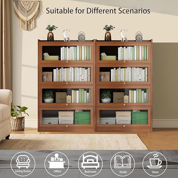 Display Cabinet with Acrylic Doors, 55" High Display Case, 4-Tier Curio Cabinet, Collectibles Toy Organizers Rack & Display Shelf, Bookcase for Home, Office, Study, Living Room