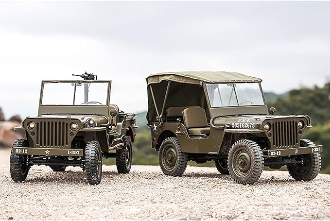 Fms 1/6 1941 MB Scaler RC mini Jeep RC Truck MB Scaler 4x4 Hobby Grade Brushed RC Rock Crawler RC Army Military Truck for Adults,RS (1/6)