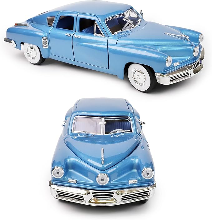 1948 Tucker Torpedo 1:18 Diecast Model Car - Cyclops Headlight, Opening Doors, Steering Linkage | Premium Gift Box, Man Cave Decor | Ages 14+,Blue