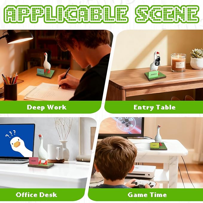 Desk Goose Magnetic Goose Key Holder, Desk Goose 7 Inches Desktop Goose with 1 Pixel Base & 6 Mood Signs for Funny Desk Decor, Cute Office & Home Decor for Christmas Gifts (Goose Set)