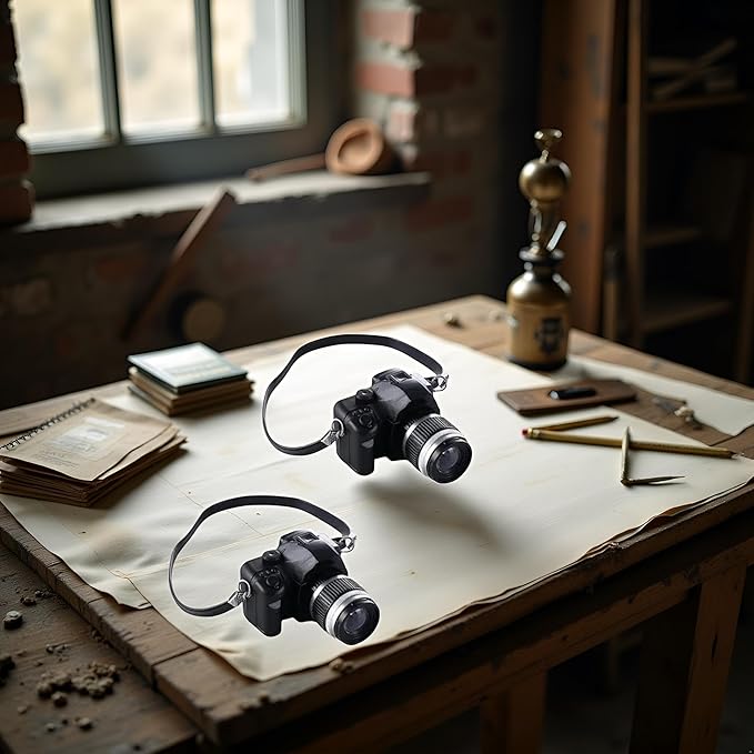 2Pcs Black 1:4 Scale Mini Camera Prop Ornament Vintage Camera Model, Miniature Digital Camera Mini Decoration Accessories Photography Props Ornament