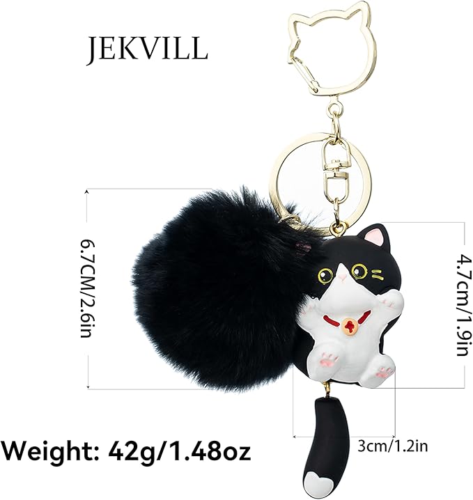 Jekvill Cat Keychain bag charms for handbags Cute Keychains for Women Kawaii Cat Backpacks Accessories cat plush keychain