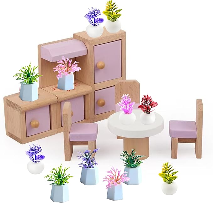 8 Pcs Miniature Potted Plants Set – 1:12 Scale Dollhouse Greenery Ornaments, Realistic Tiny Bonsai & Flower Pots for Fairy Garden, Terrarium, Desk Display, DIY Craft & Micro Landscape Decoration（ B ）