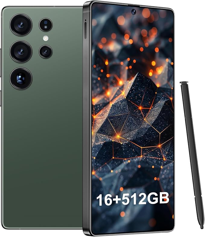 BDWJW I25 Ultra Smartphone 16GB+512GB Android 14 Smartphone, 6.99" FHD+ Display, 7000mAh Battery, 108MP+68MP Dual Camera, Built-in Pen Stylus, Fast Performance Large Memory (Green)