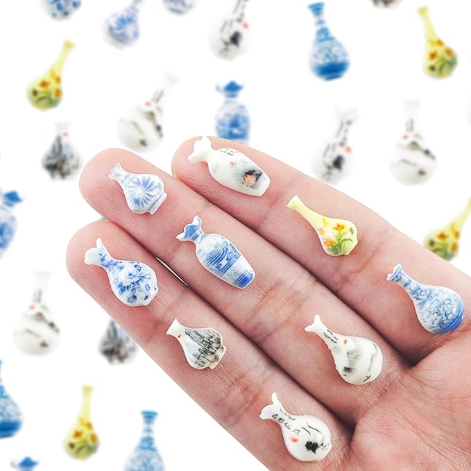 100 Pieces Tiny Vase for Dollhouse Miniatures Resin Things for Crafts Mini Vase for Fairy Garden Micro Landscaping Decoration