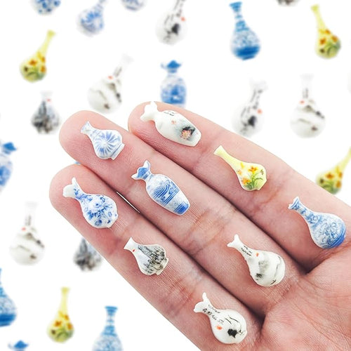 100 Pieces Tiny Vase for Dollhouse Miniatures Resin Things for Crafts Mini Vase for Fairy Garden Micro Landscaping Decoration