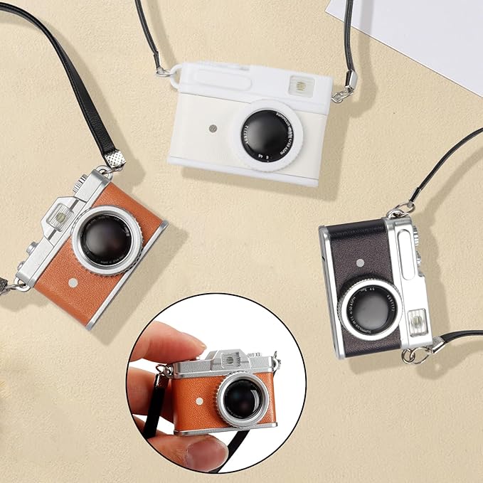 3 Pcs 1:4 Scale Colorful Miniature Camera Mini Camera Ornaments Miniature SLR Camera Prop Mini Decoration Accessories Photography Props