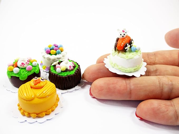 Dollhouse 5 Tiny Easter Cake 1:12 Miniature Decoration Bakery Cake Supply 16921