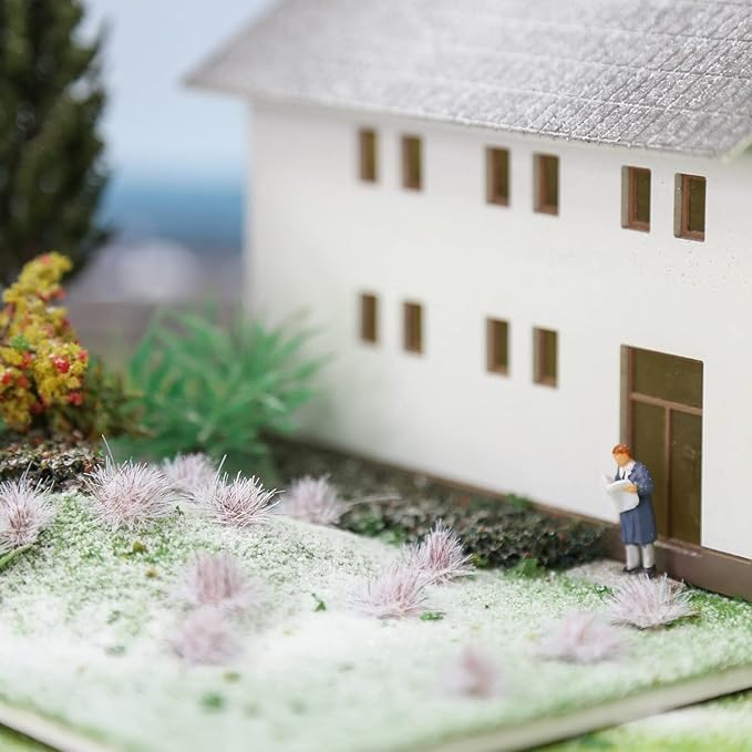 Miniature Vegetation Snowed Bushy Shrubs Tuft with Model Bases War Game DIY Railroad Terrain Scenery (A)
