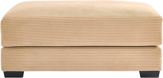 mikibama Corduroy Upholstered Ottoman Bench for Living Room,46" x 33" Sofa Ottomans,Modern Sofa Stool,Serves as Extra Seating Bench in Bedroom,Entryway (Camel, Ottoman)