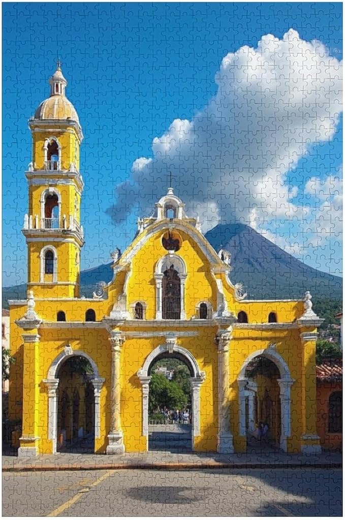 Jigsaw Puzzles for Adults 1000 Piece - Famous Arch and Volcano View Antigua Guatemala Holiday Wooden Puzzle,Unique Gifts for Wall Art，Family Puzzles，Challenge Puzzles Puzzle Games