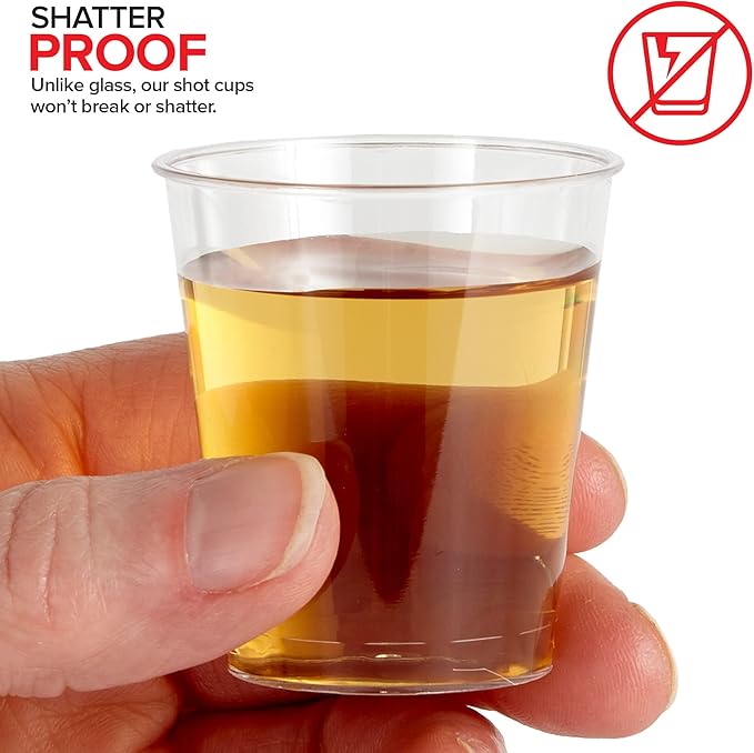 Stock Your Home 1 oz Shot Glasses (2000 Pack) - Clear Plastic Disposable Shot Cups for Jello Shots - Sample Cups for Food and Wine Tasting - Mini Party Cups for Condiments, Dipping Sauce, Holidays