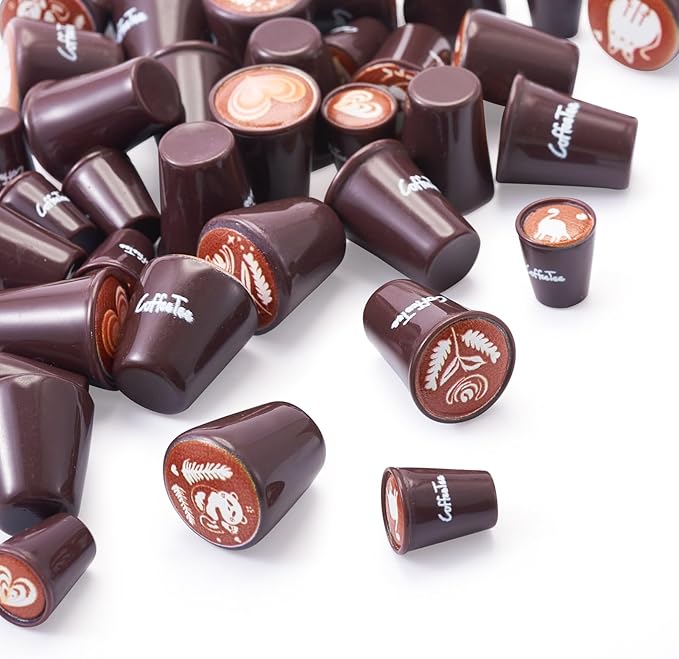 36Pcs Resin Mini Coffee Cups Miniature Food Kitchen Set Fake Drink Latte Coffee Pot Mug Lovely Tableware Ornaments for Desktop Dollhouse Decorations Crafts