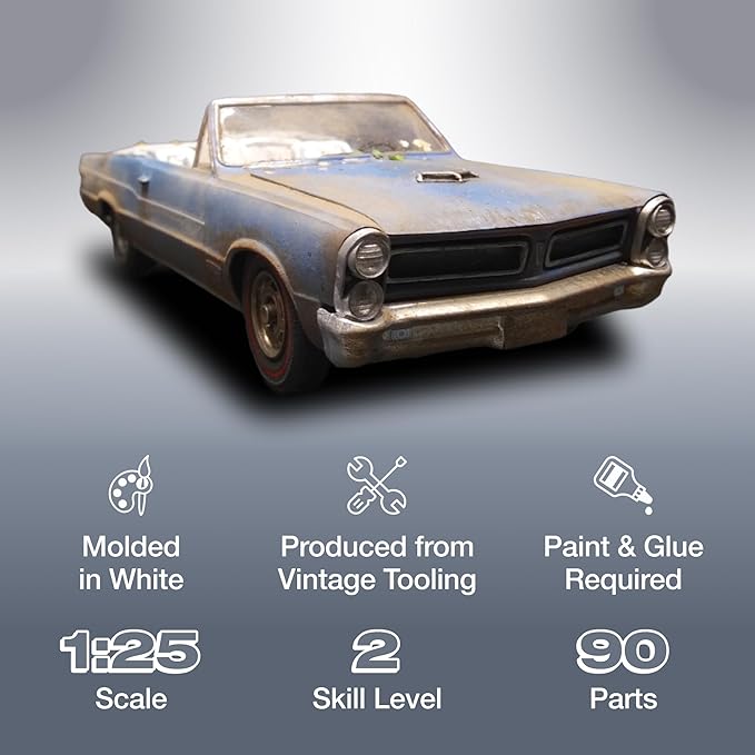 AMT 1965 Pontiac GTO 2T 1/25th Scale Model Kit, White (AMT1191M)