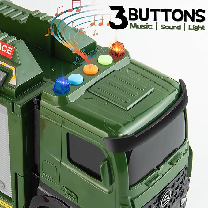 Army Toy for Boys 3-6, Military Truck with 8 Missiles, 6 Mini Die-cast Battle Toy in Carrier Truck with Lights and Sounds, Gifts for Toddler Kids Boys Age 3+