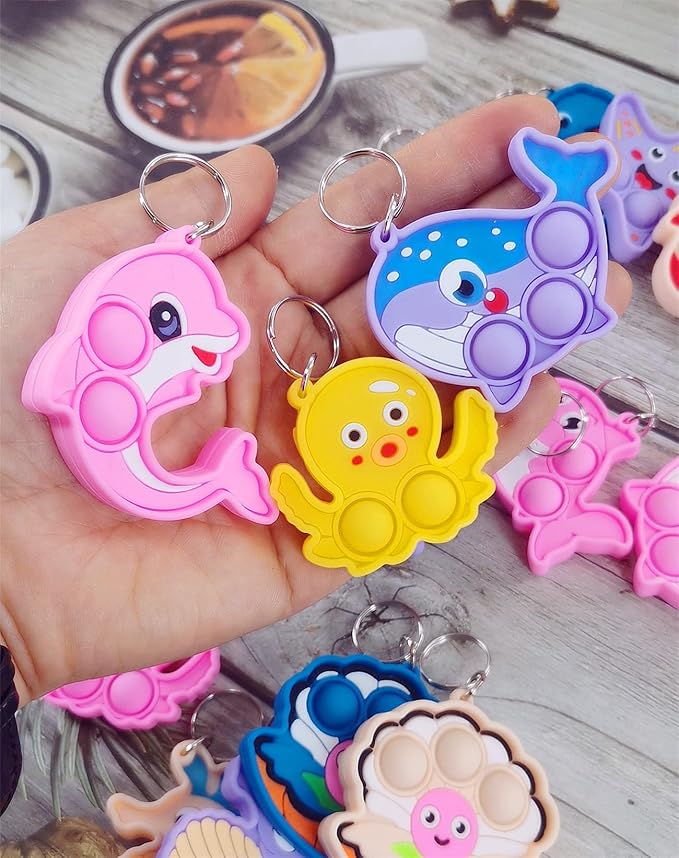 24 Packs Bulk Mini 10 designs Ocean Animal Classroom Students Prizes from Teacher,Sea Creature Birthday Party Favors Baby teething fidgets