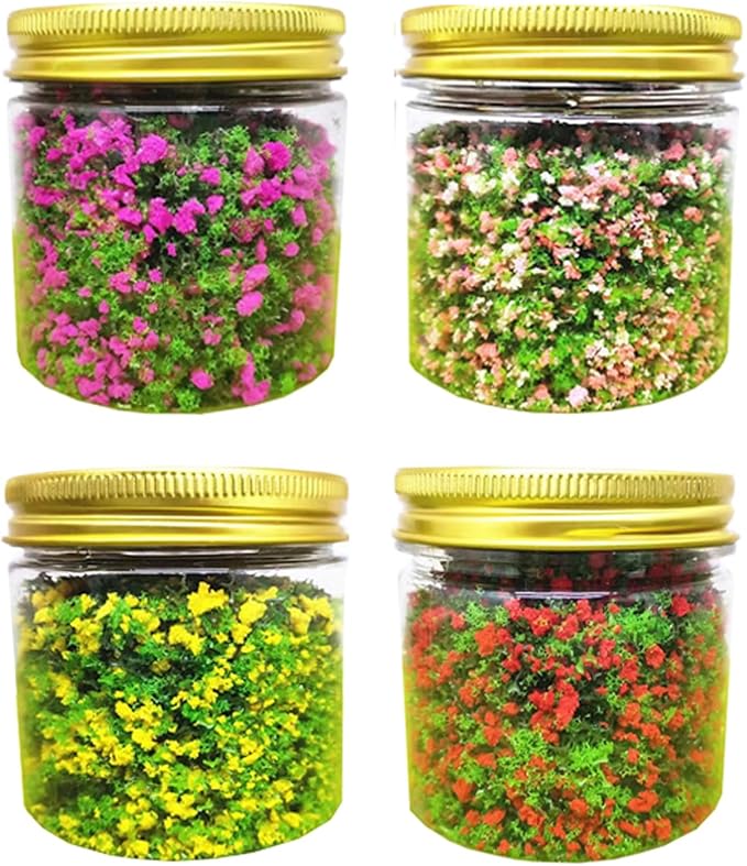 PCUORLEORS 4 Pack Model Flower,Colorful Tree Powder Model Tree Grass, Art Landscape, DIY Artificial Sand Table Micro Landscape Building