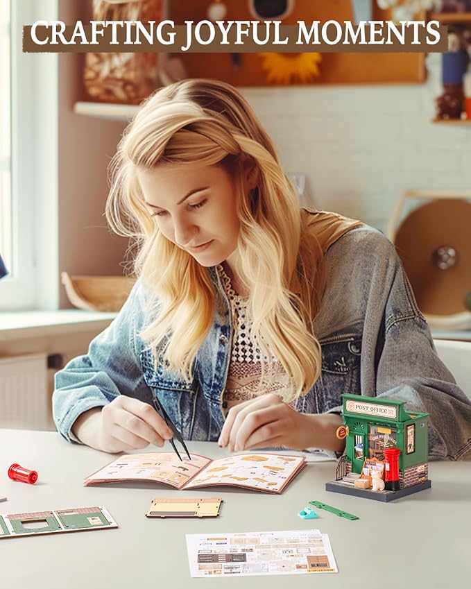 Rolife DIY Mini Building House Miniature Kit-Century Post Office, Miniature Lifestyle Mini Bookshelf Decoration, DIY Hobbies/Gifts for Craftsman (Century Post Office)