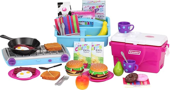 Sophia's 9 Piece Camp Stove and Food Set for 18" Dolls, Multicolor