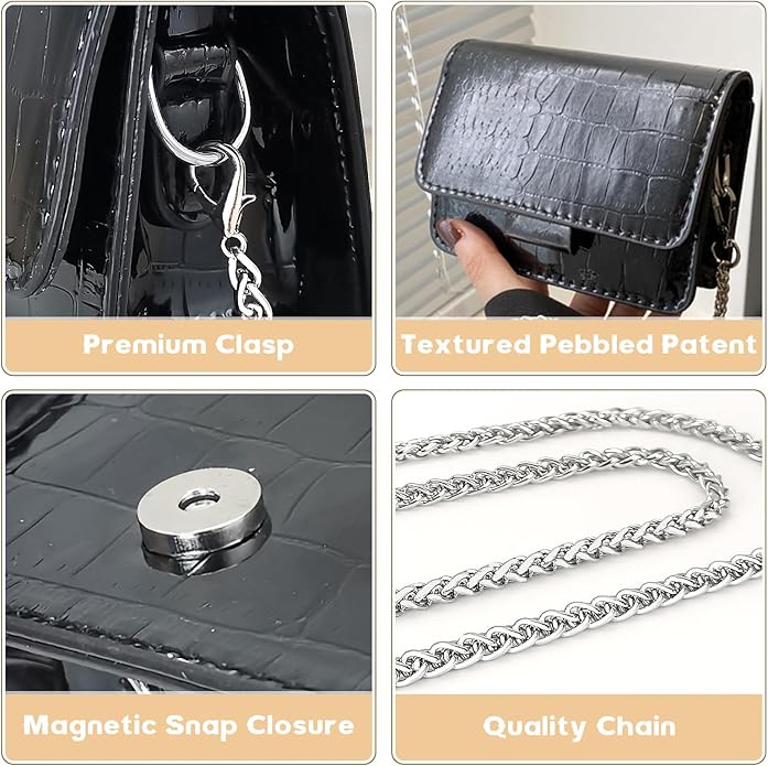 NovaKnot Metallic Mini Crossbody Purse, Evening Clutch Bag with Removable Chain Strap, Small Purse for Women, Not for Phones
