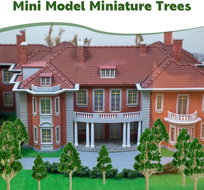 LUEYAO Mini Model Miniature Trees Mixed Train Scenery Architecture Fake Trees for DIY Crafts Building Model Scenery Landscape Green 1.2-3.9 inch 20 PCS (White Trunk)