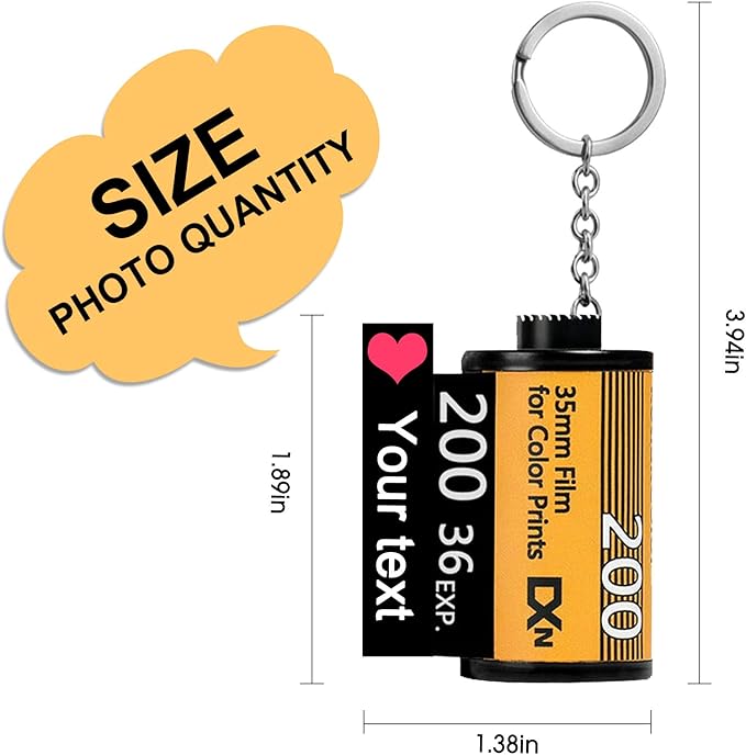 YAEILOV Personalized Photo Camera Film Roll Keychains Custom Photo Reel Album Key Rings