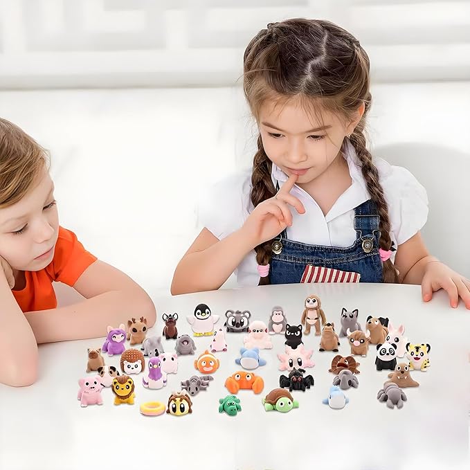 40 PCS 3D Printed Animal Figurines, Articulated Animal Figurines, Fidget Toys, Flexible Car Decor, Party Favor, Gifts for Girls and Boys, Office Desk Pets, Birthday Gifts