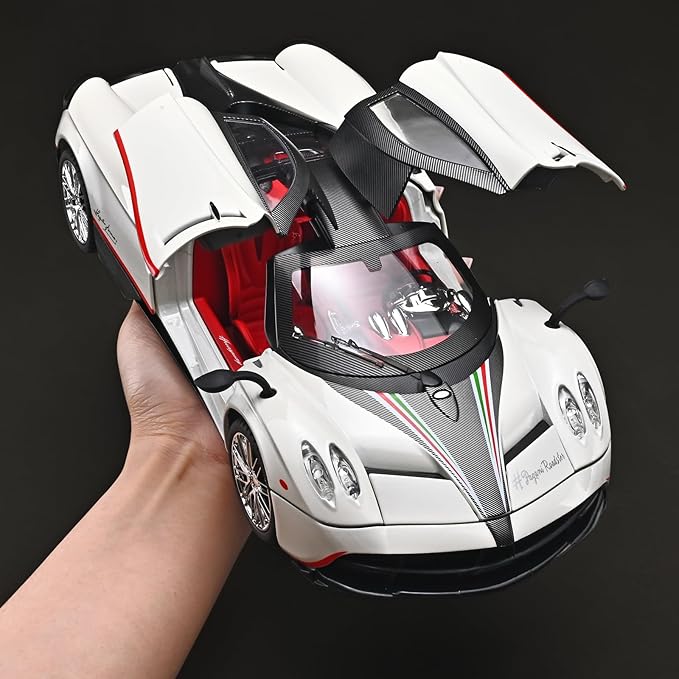 Car Toys for Boys 1 18 Scale Diecast Cars Compatible for Pagani Huayra Dinastia Model Car Kits Collection,Metal Pull Back Cars with Light and Sound,Toy Cars for Boys Age 4-7（White）