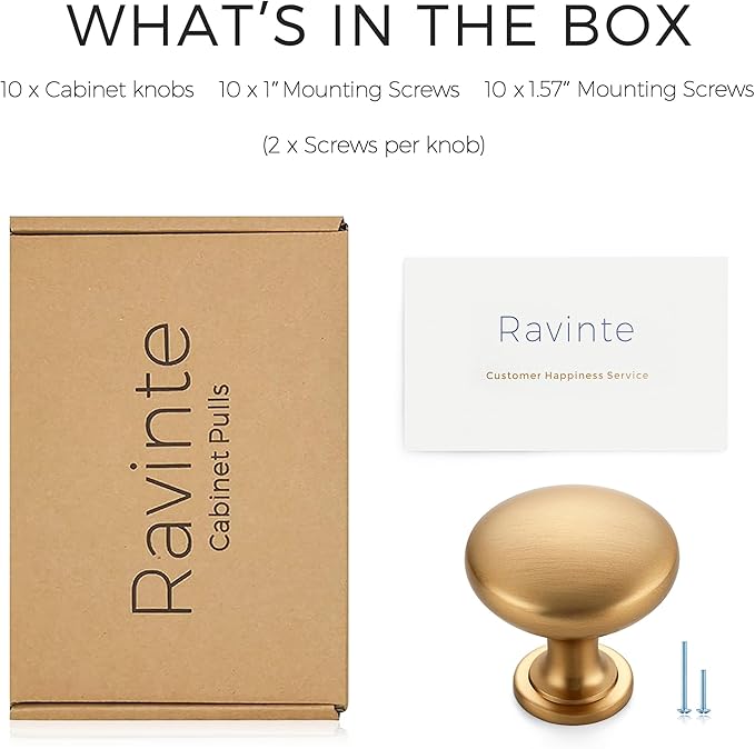 Ravinte 10 Pack Champagne Bronze Round Zinc Cabinet Knobs for Kitchen Bathroom Closet Dresser Cabinets