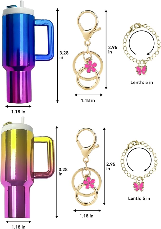 ERTUNA Mini Tumbler Keychain Accessories for Stanley Cup, 2 Way Cute Charms Chapstick Lip Balm Holder for Women Purse Handbag