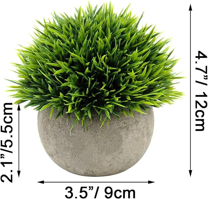 Ogrmar 4PCS Mini Plastic Artificial Plants Grass in Pot/Small Artificial Faux Greenery/Mini Plants Topiary Shrubs Fake Plants for Bathroom, House Decorations
