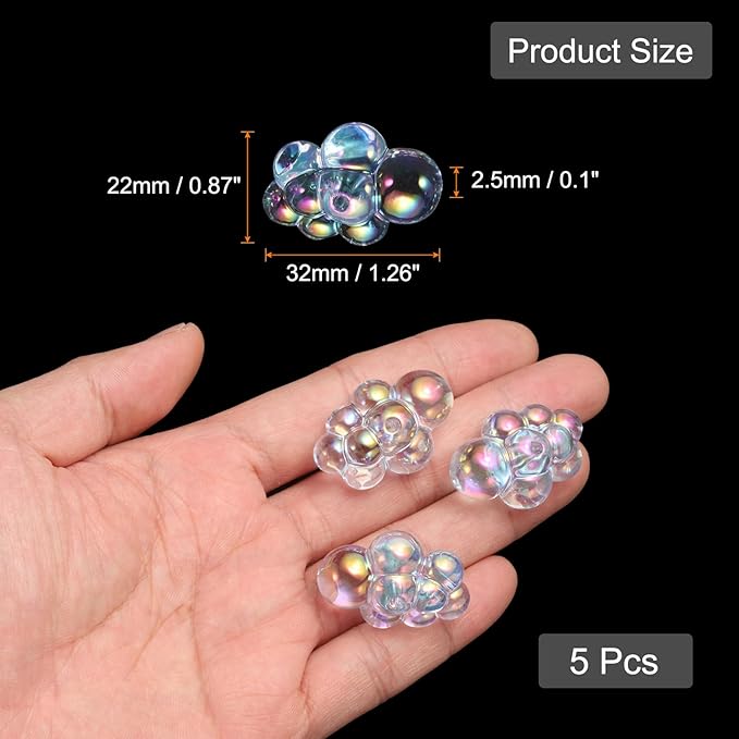 CoCud Bubble Clusters for Miniature Dollhouse Bathtub, 1:16 Scale Acrylic Blue Bubbles - (Applications: for DIY Craft, Fairy Beach Decor), 5-Piece